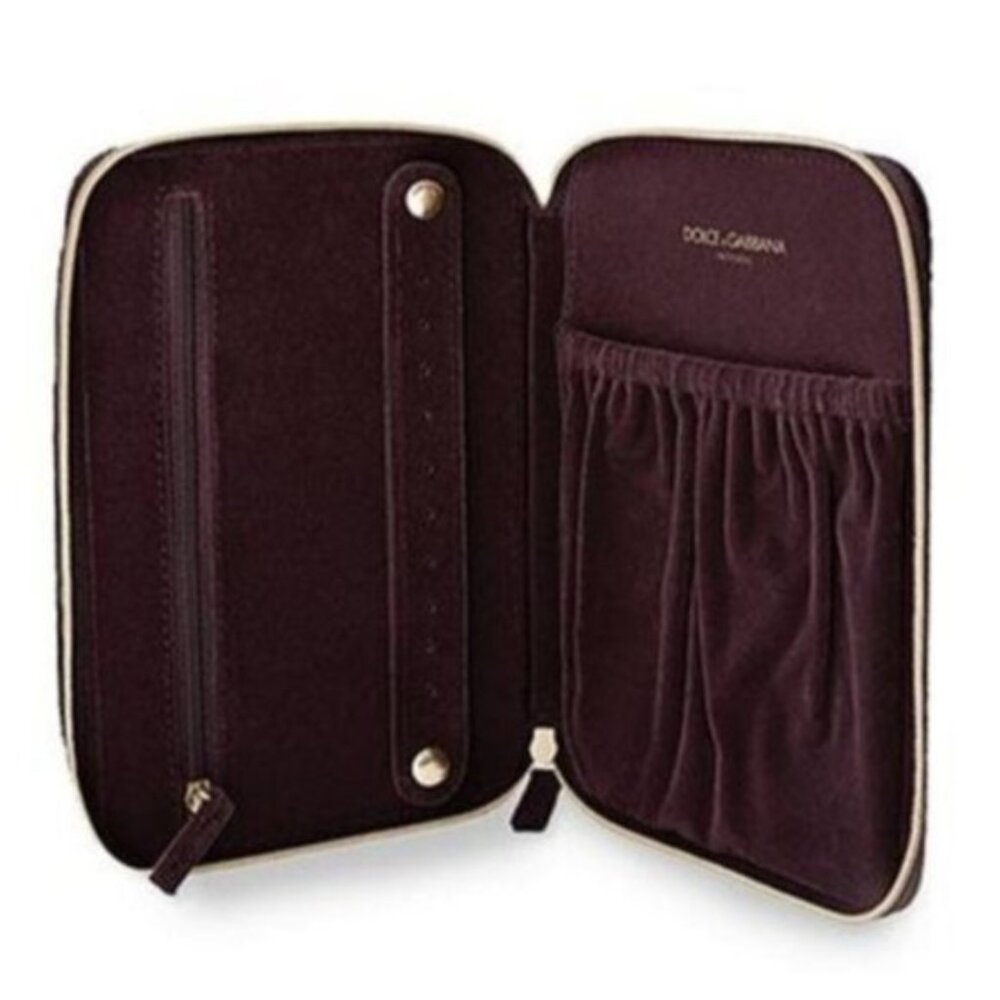 DOLCE & GABBANA INTENSE FEMALE JEWELRY TRAVEL CASE POUCH BURGUNDY SUEDE NEW_